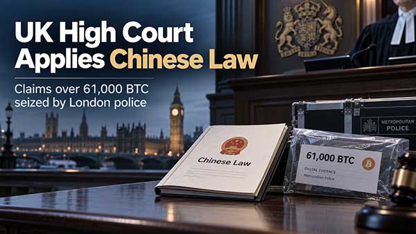 Großbritannien: High Court wendet chinesisches Recht auf Ansprüche an 61.000 von der Londoner Polizei beschlagnahmte Bitcoin an