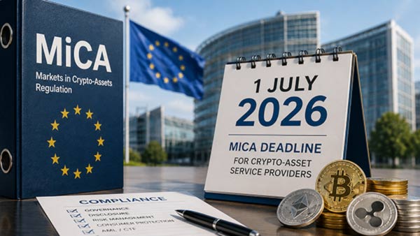 UE: scadenza MiCA del 1 luglio 2026 per i fornitori di servizi crypto