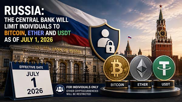 Russie : la banque centrale limitera les particuliers à Bitcoin, Ether et USDT au 1er juillet 2026