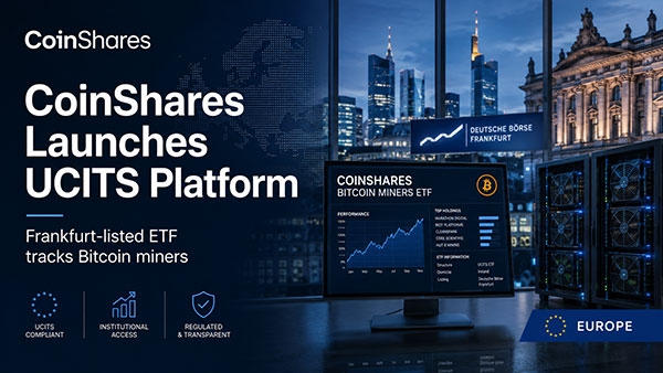 Europe : CoinShares lance une plateforme UCITS et un ETF sur les mineurs de Bitcoin coté à la Bourse de Francfort