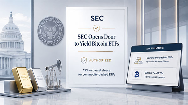 États-Unis : la SEC autorise une poche de 15 % de la valeur nette dans les ETF adossés à des matières premières, ouvrant la voie aux ETF Bitcoin à rendement