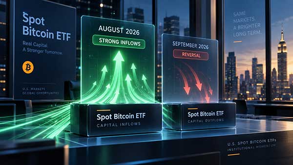 Spot Bitcoin ETFs: $3.52 billion of net inflows in August 2026, the best month of the year, before a reversal in September