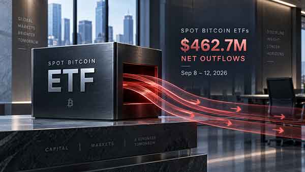ETF Bitcoin au comptant : 462,7 millions de dollars de sorties nettes sur la semaine du 8 au 12 septembre 2026