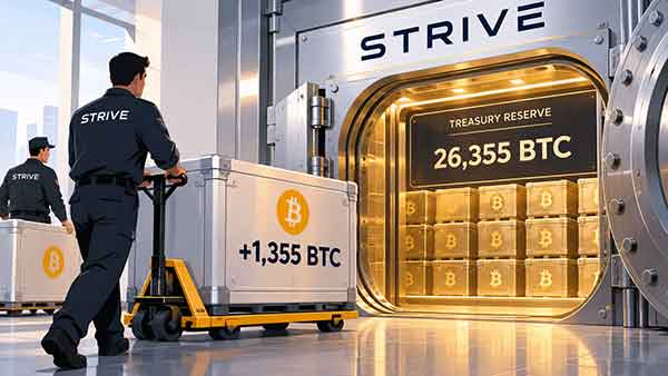 Strive achète 1 355 bitcoins entre le 14 et le 18 septembre 2026 et porte sa réserve à 26 355 BTC